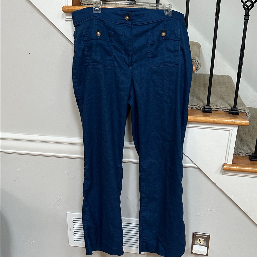 Ann Taylor Blue Linen Trousers